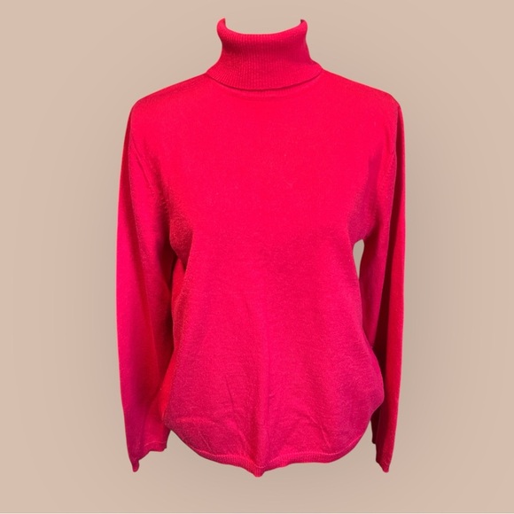 Vintage Pendleton Turtleneck Merino Wool Sweater Red Classic Career Soft Holiday - Picture 1 of 11